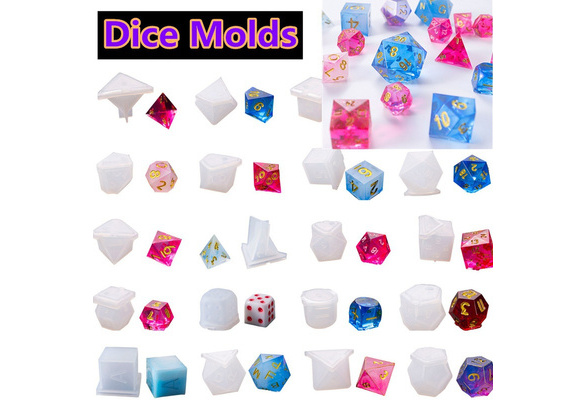 Handmade Diy Resin Dice Silicone Molds Dice Fillet Square Triangle Epoxy  Casting For Dungeons And Dragons Game Number Letter Operation D4 D6 D8 D10  D12 D20 D24 19-Count 0.7-1.6Inch